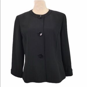 𝅺Lafayette 148 New York Women’s Black Blazer Size 8 Cropped Sleeves Career